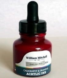 William Mitchell English Red Acrylic Calligraphy Ink 30ml 1