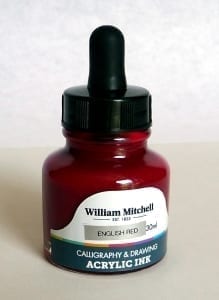 William Mitchell English Red Acrylic Calligraphy Ink 30ml 1