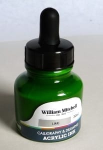 William Mitchell Lime Acrylic Calligraphy Ink 30ml 1