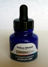 William Mitchell Ultramarine Acrylic Calligraphy Ink 30ml 1