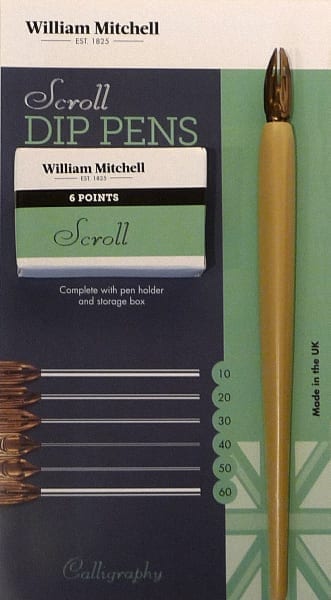 Set of William Mitchell Scroll Nibs with Penholder - Blots Pen